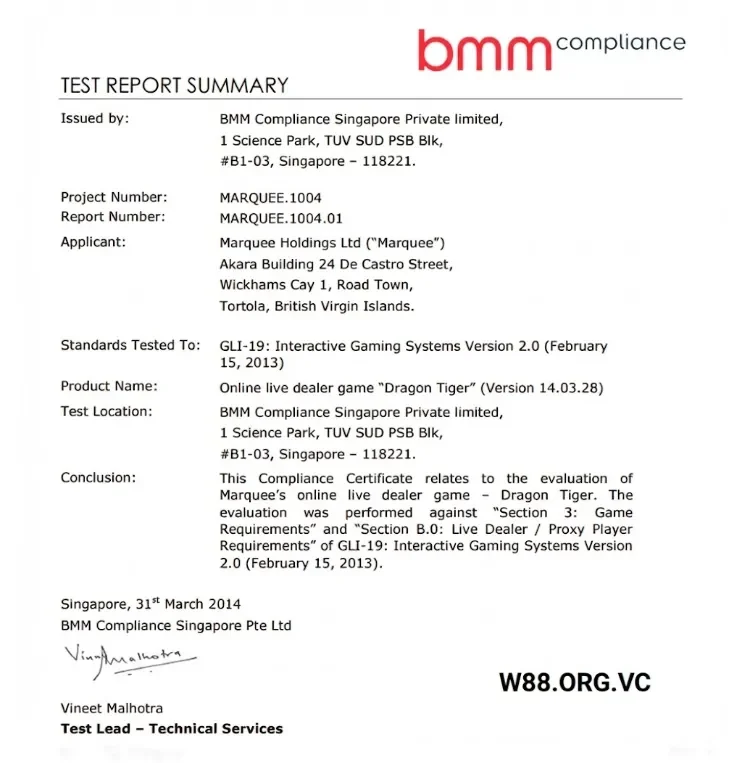 Trang chủ 14 Giấy phép uy tín được cung cấp tại W88